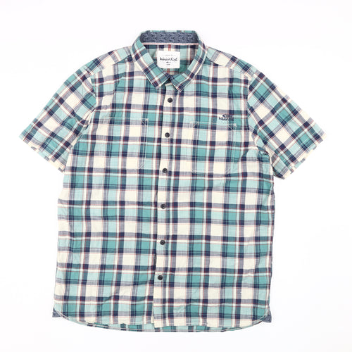Weird Fish Men's Multicoloured Check Short Sleeve Shirt L