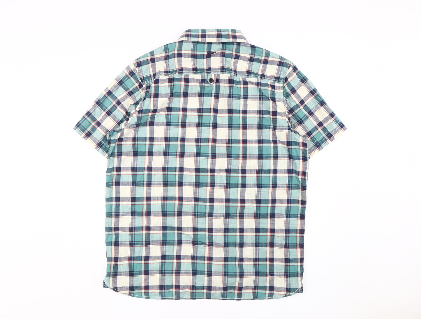Weird Fish Men's Multicoloured Check Short Sleeve Shirt L