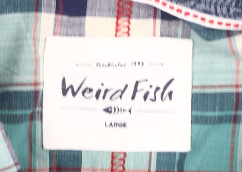 Weird Fish Men's Multicoloured Check Short Sleeve Shirt L