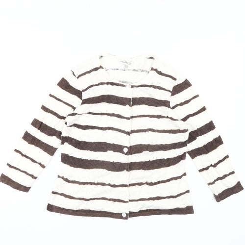 Laura Ashley Women's Brown Striped Cardigan Size 14