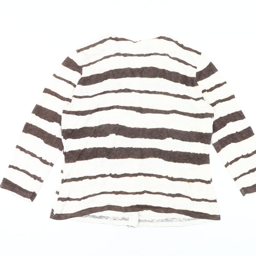 Laura Ashley Women's Brown Striped Cardigan Size 14