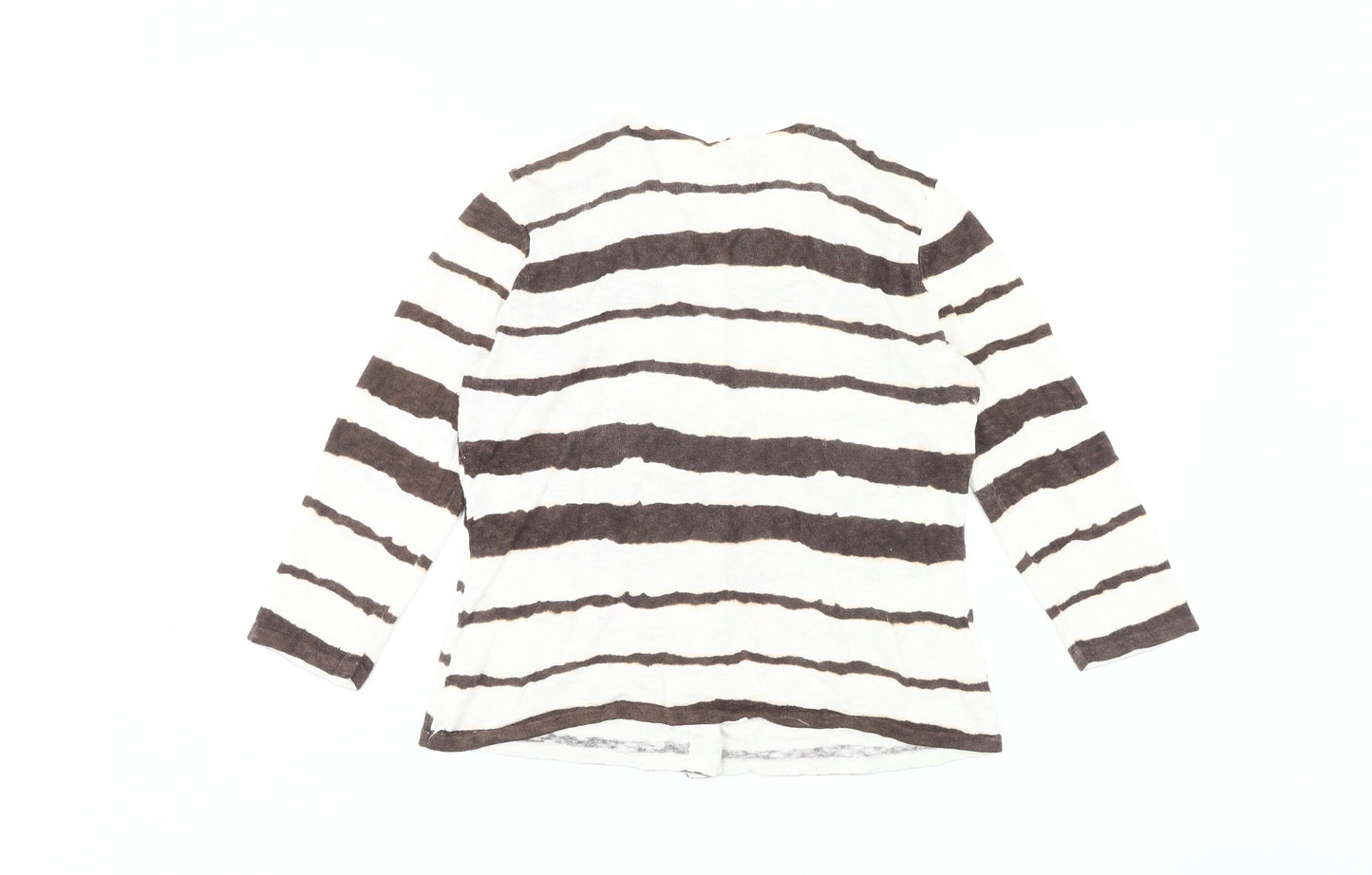 Laura Ashley Women's Brown Striped Cardigan Size 14