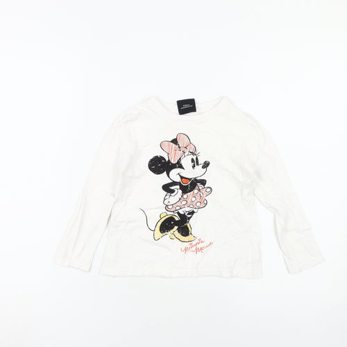 Disney Girls White Minnie Mouse Long Sleeve T-Shirt 5-6 Years