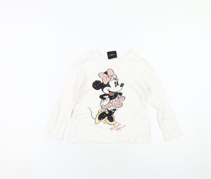 Disney Girls White Minnie Mouse Long Sleeve T-Shirt 5-6 Years