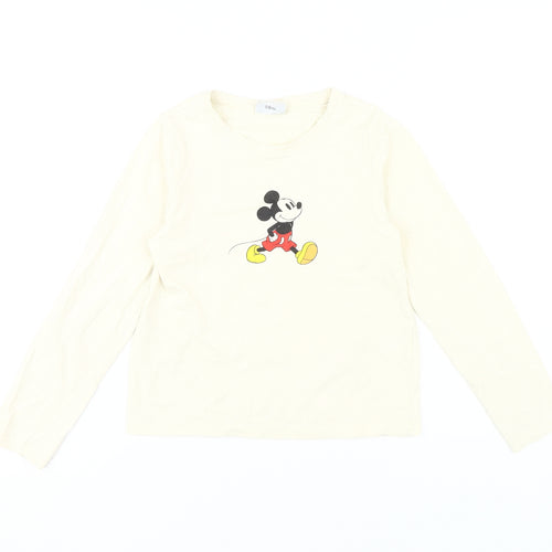 Disney Girls White Mickey Mouse Long Sleeve T-Shirt 9-10 Years