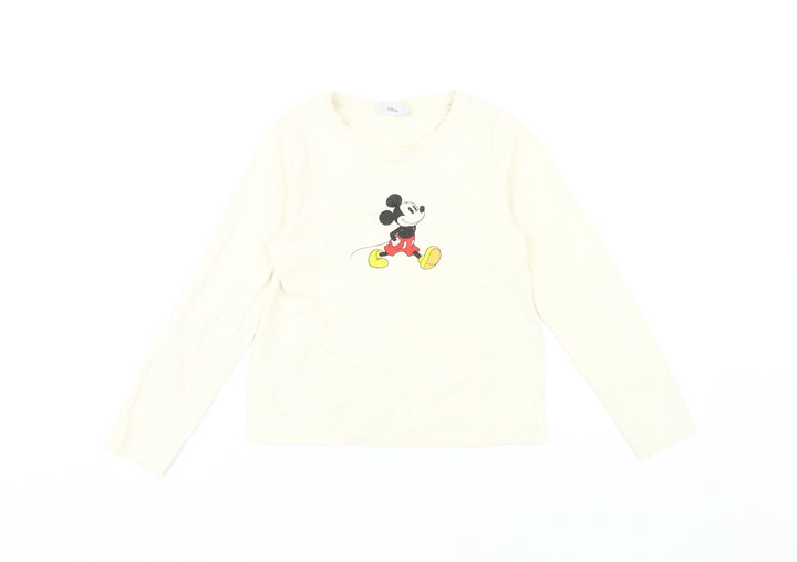 Disney Girls White Mickey Mouse Long Sleeve T-Shirt 9-10 Years