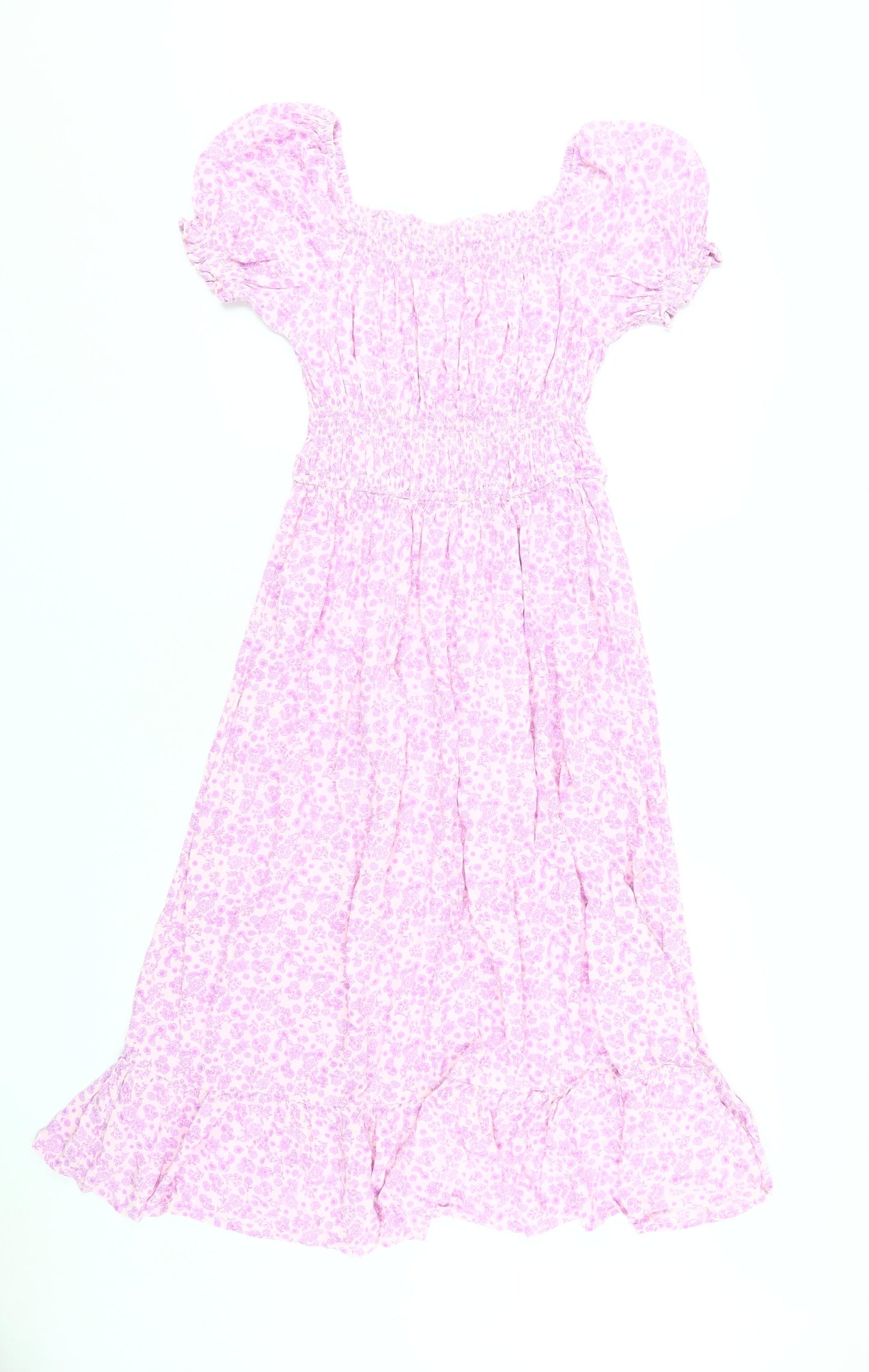 Pink Floral Marks and Spencer Teen Midi Dress Size 14