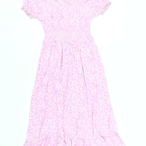 Pink Floral Marks and Spencer Teen Midi Dress Size 14