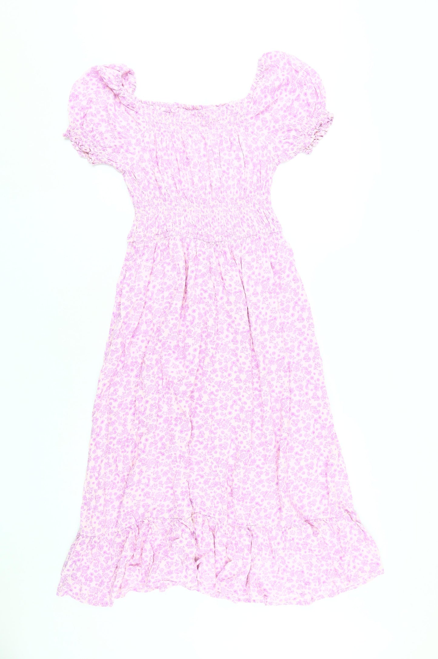 Pink Floral Marks and Spencer Teen Midi Dress Size 14