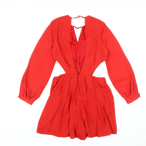 Miss Selfridge Red Women's Long Sleeve Playsuit Size 10