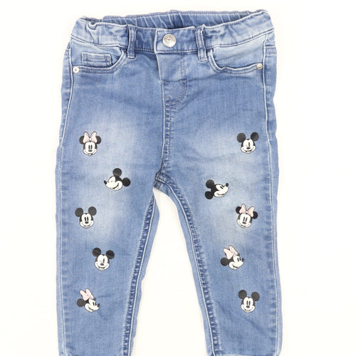 Disney Girls Blue Mickey Mouse Skinny Jeans 9 Months