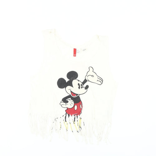 Disney Women's White Sleeveless Mickey Crop Tank