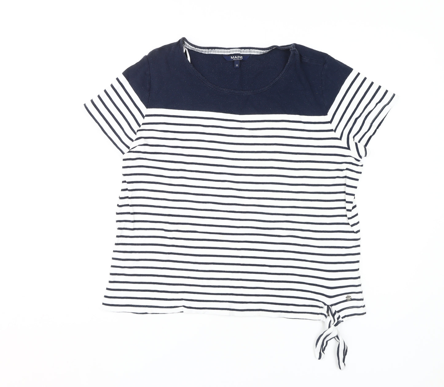 Maine New England Women's Blue Striped T-Shirt Size 22