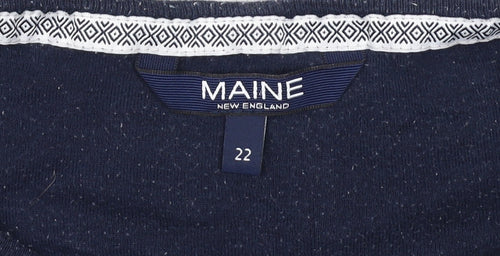 Maine New England Women's Blue Striped T-Shirt Size 22