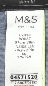 Marks and Spencer Men's Beige Slim Chino Trousers