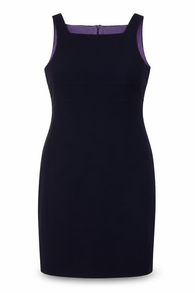 Front view of River Island Women's Black Sheath Dress, size 12, Formal