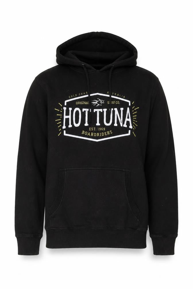 Front view of Hot Tuna Men's Black Pullover Hoodie S with Logo