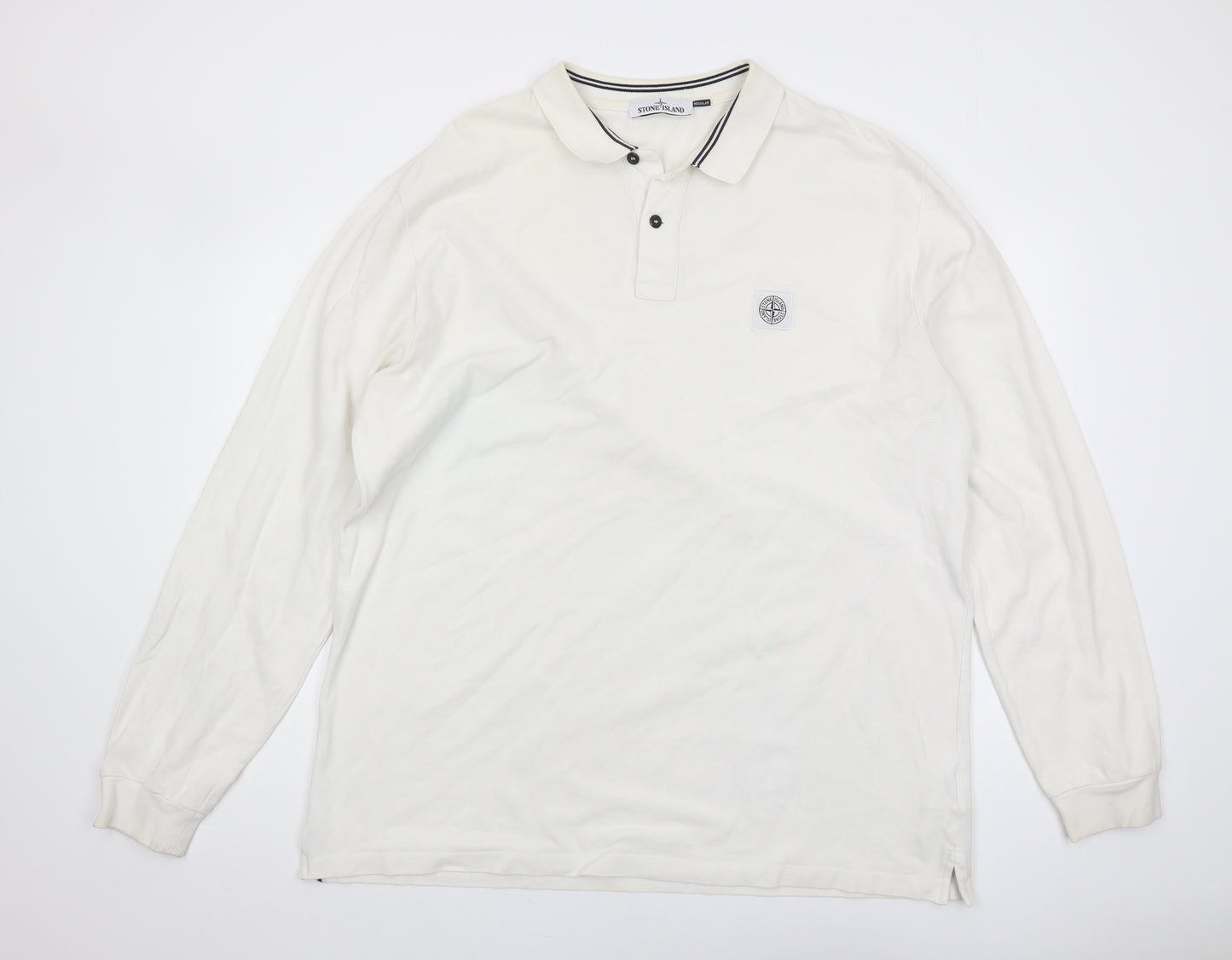 Stone Island Men's White 3XL Polo Long Sleeve