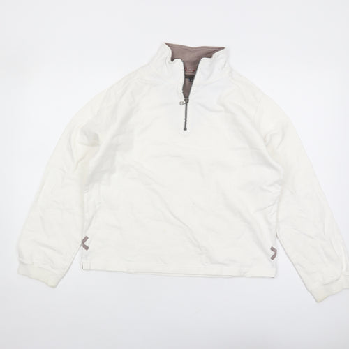 White Stuff Women's White Cotton Zip Sweatshirt Size 10