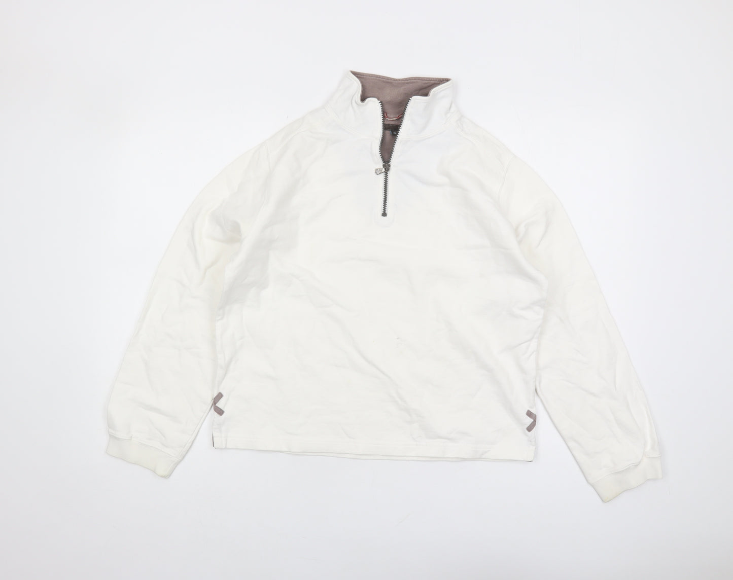 White Stuff Women's White Cotton Zip Sweatshirt Size 10