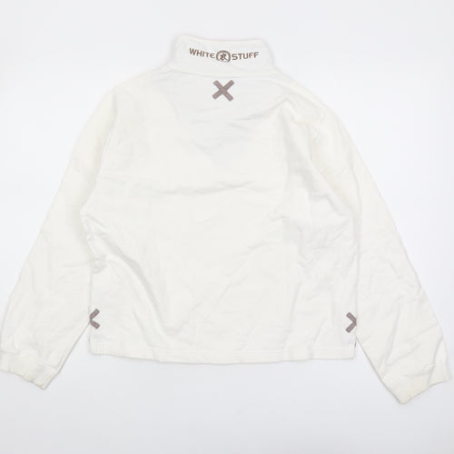 White Stuff Women's White Cotton Zip Sweatshirt Size 10