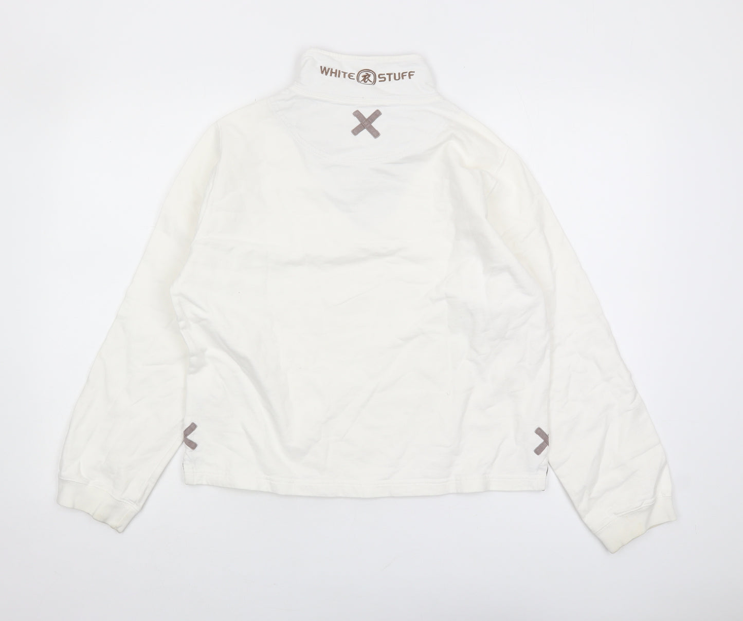 White Stuff Women's White Cotton Zip Sweatshirt Size 10