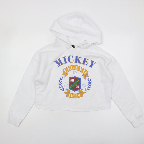 New Look Girls White Hoodie 12-13 Years Mickey Pullover