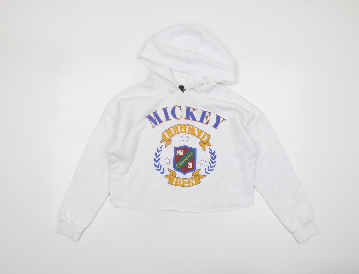 New Look Girls White Hoodie 12-13 Years Mickey Pullover