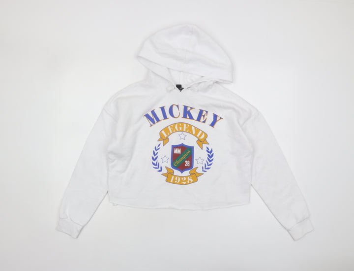 New Look Girls White Hoodie 12-13 Years Mickey Pullover