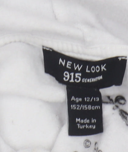 New Look Girls White Hoodie 12-13 Years Mickey Pullover
