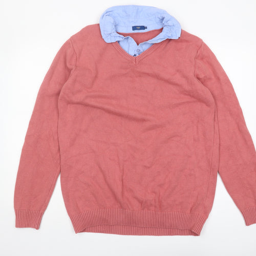 Cotton Traders Men's Pink XL V-Neck Pullover Jumper