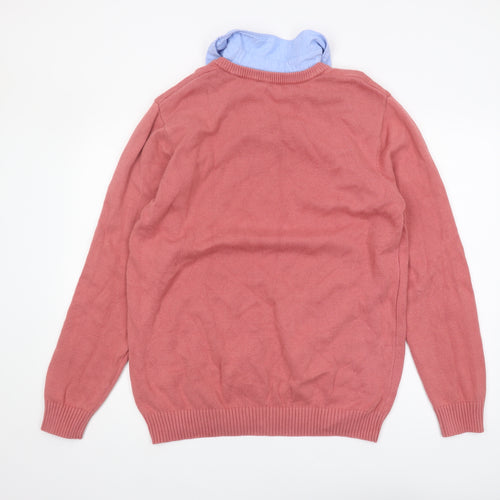 Cotton Traders Men's Pink XL V-Neck Pullover Jumper