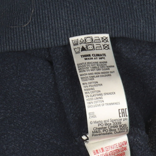 Marks and Spencer Boys Blue Pullover Hoodie 11-12 Years