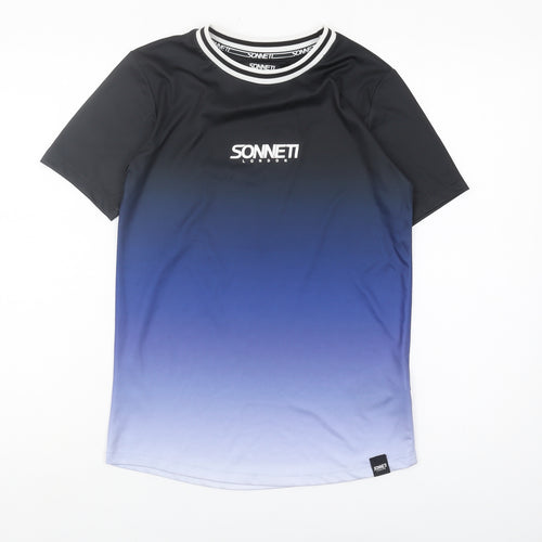 Sonneti Boys Black Crew Neck Colourblock T-Shirt, Size 12-13