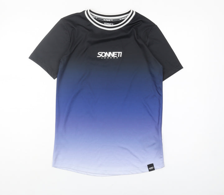 Sonneti Boys Black Crew Neck Colourblock T-Shirt, Size 12-13