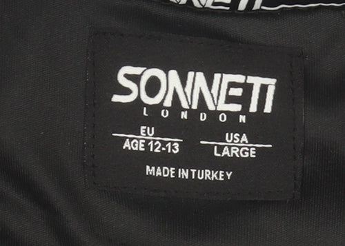Sonneti Boys Black Crew Neck Colourblock T-Shirt, Size 12-13