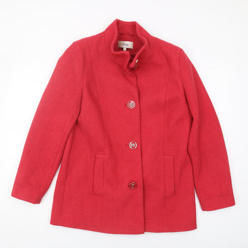 Marks & Spencer Red Wool Blend Button Coat Size 10