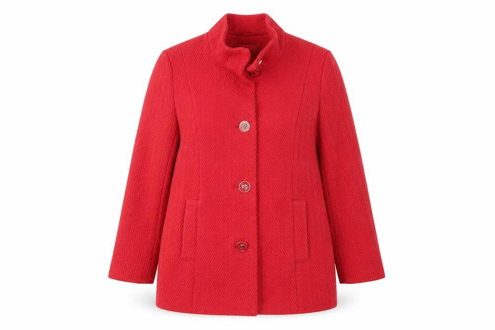 Front view of Marks & Spencer Red Wool Blend Button Coat, size 10