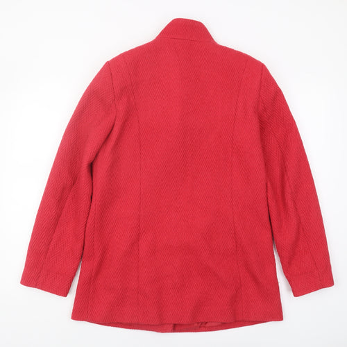 Marks & Spencer Red Wool Blend Button Coat Size 10
