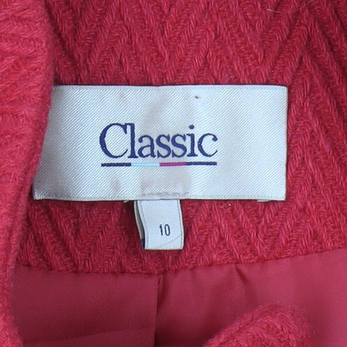 Marks & Spencer Red Wool Blend Button Coat Size 10