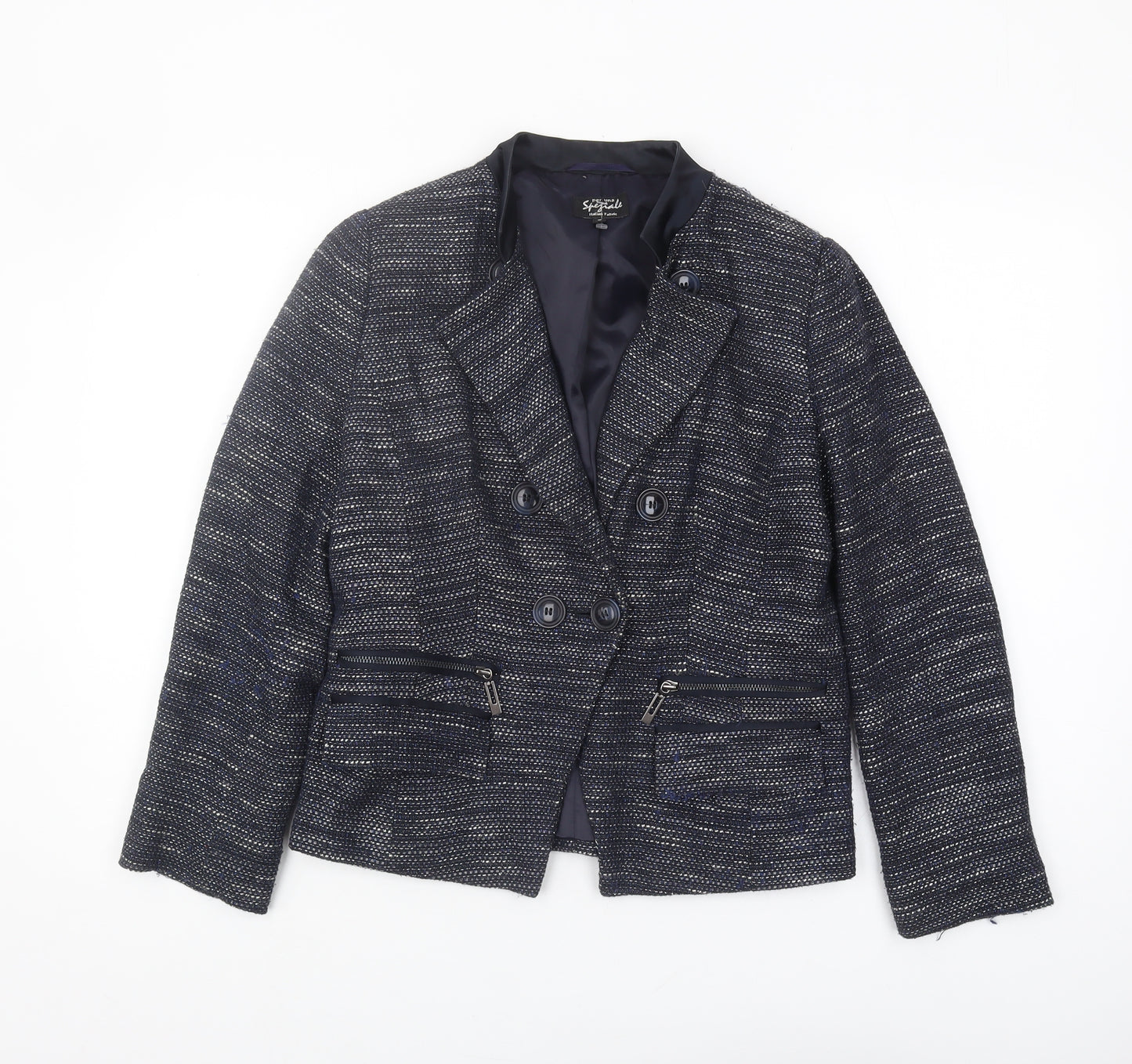 Marks and Spencer Women’s Blue Tweed Blazer Size 12