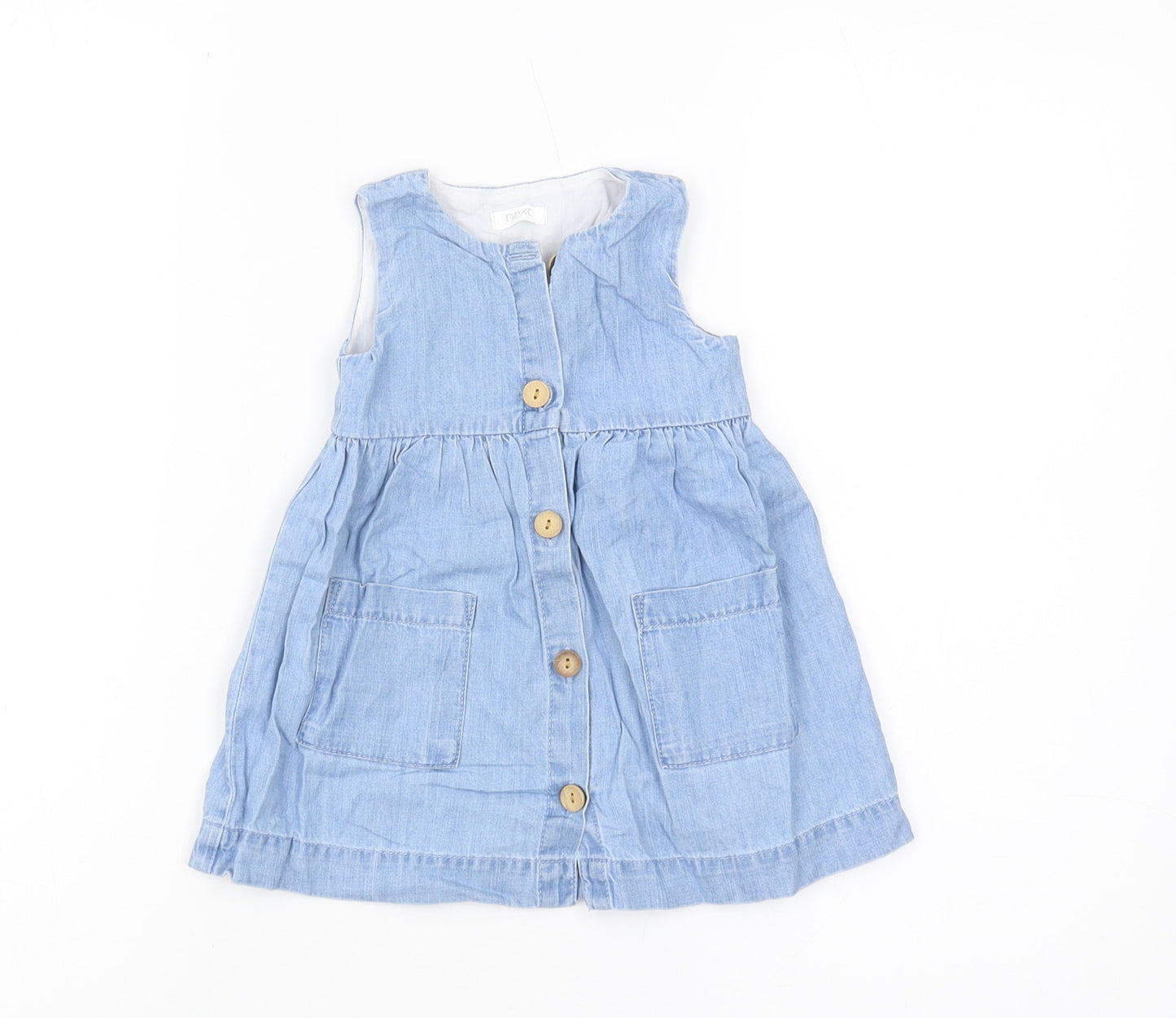 Next Unisex Blue Denim Jumper Dress - 9-12 Months
