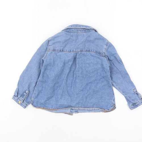 Zara Baby Unisex Blue Denim Button-Up Shirt, 18-24 Months