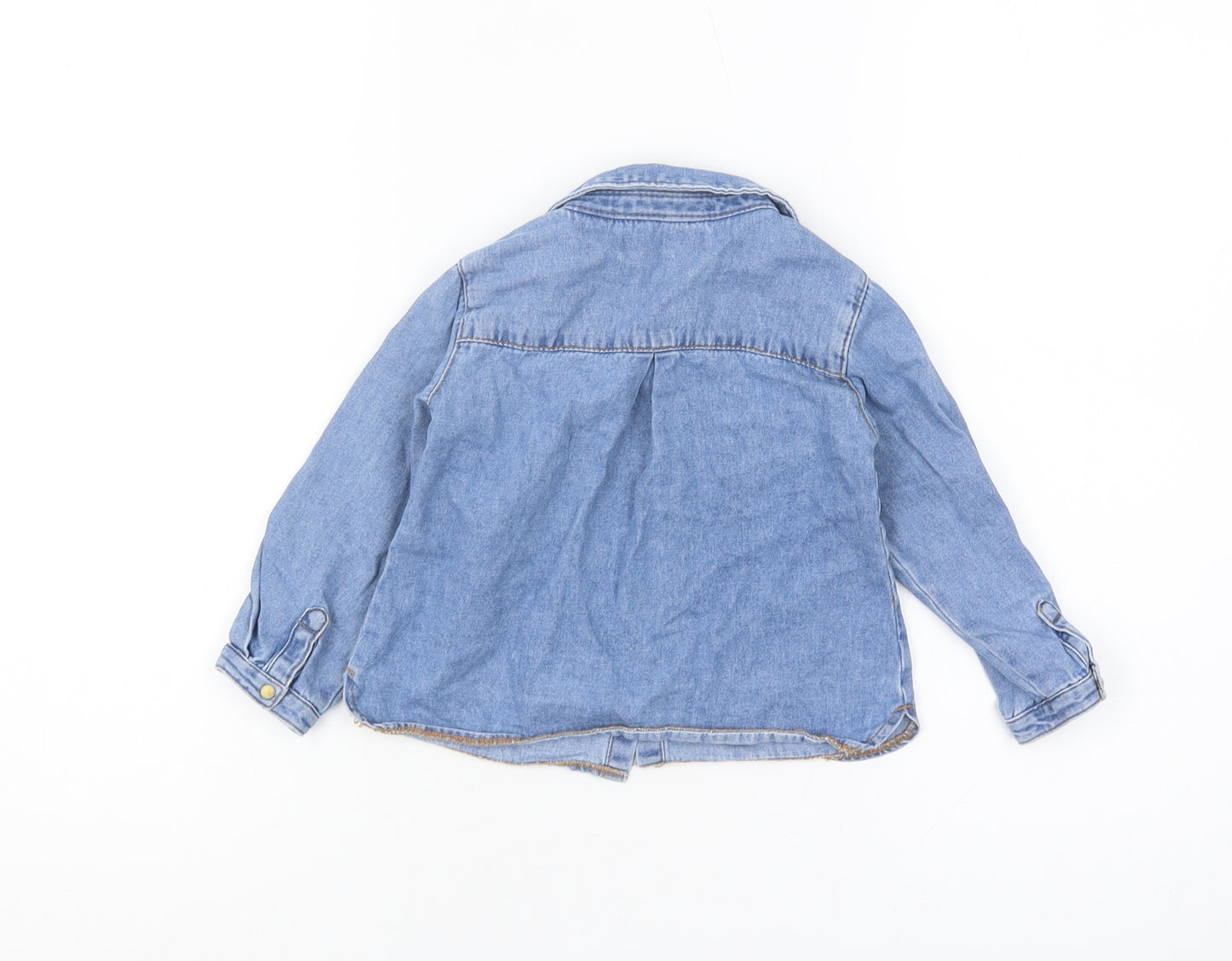 Zara Baby Unisex Blue Denim Button-Up Shirt, 18-24 Months