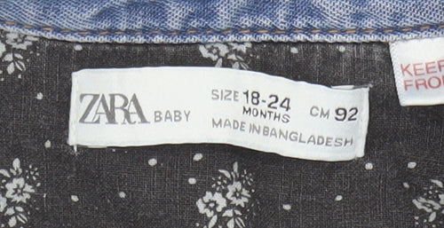 Zara Baby Unisex Blue Denim Button-Up Shirt, 18-24 Months