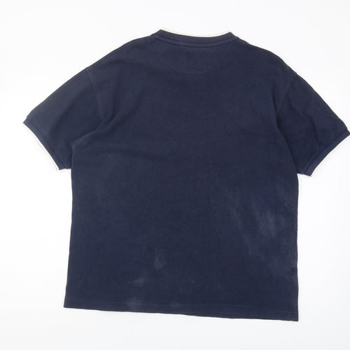 Fred Perry Men's Blue V-Neck T-Shirt, Size L