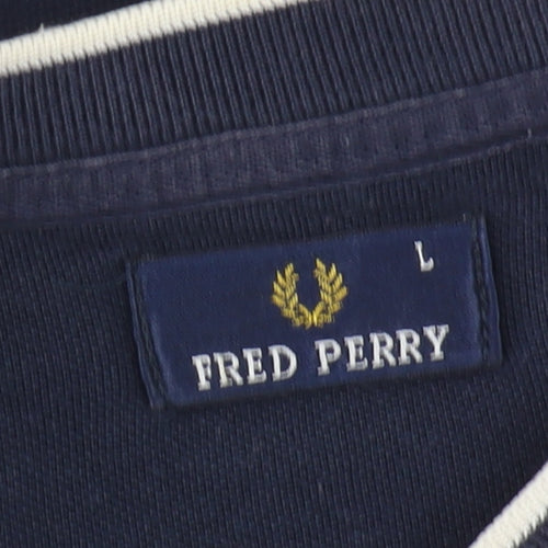 Fred Perry Men's Blue V-Neck T-Shirt, Size L