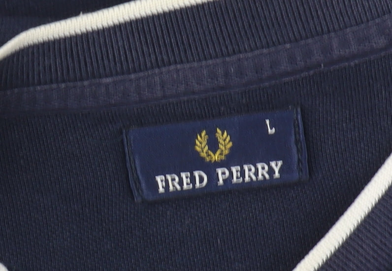 Fred Perry Men's Blue V-Neck T-Shirt, Size L