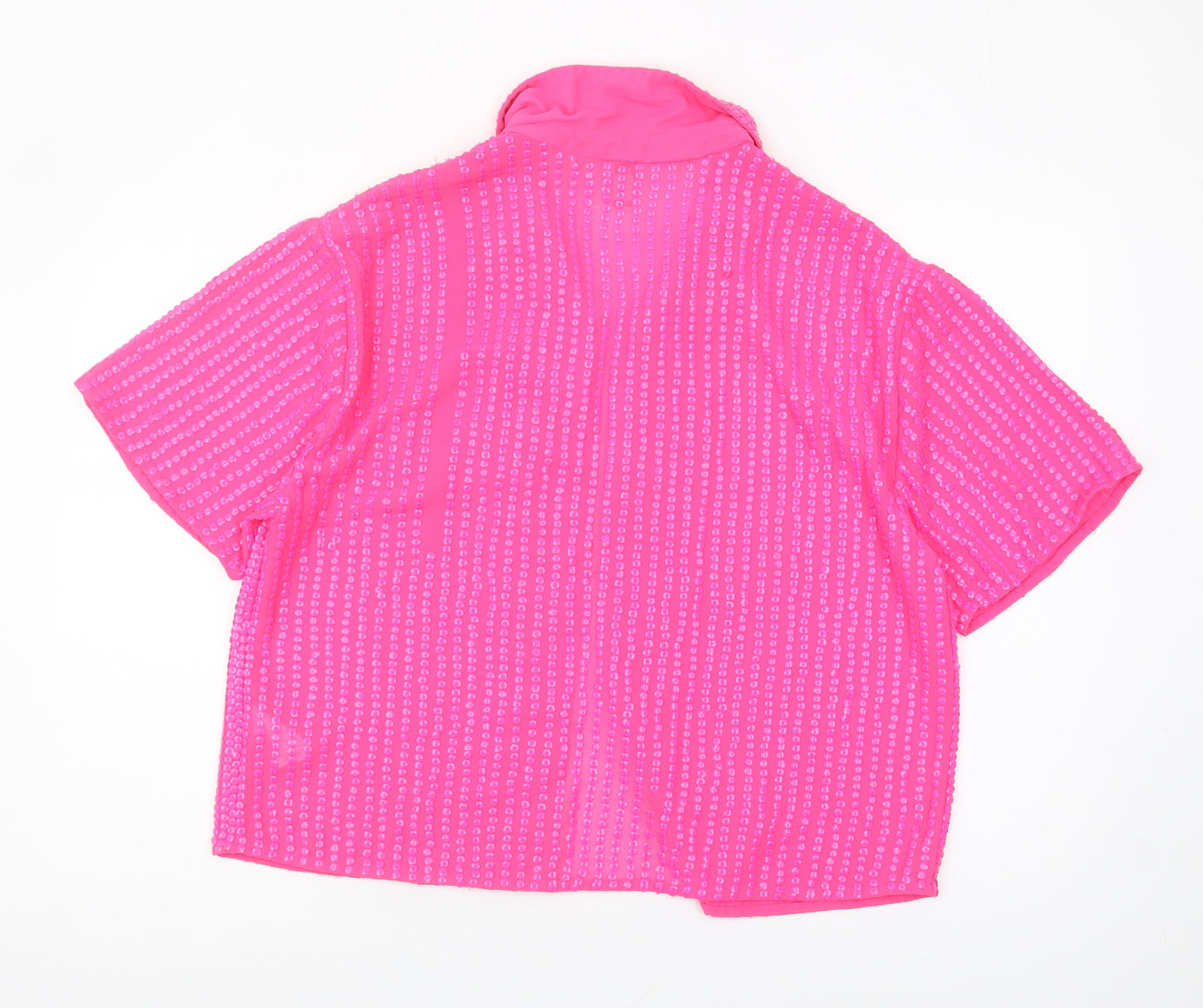 River Island Women's Pink Button-Up Top Size 16