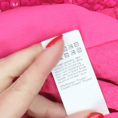 River Island Women's Pink Button-Up Top Size 16